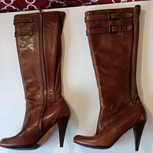Brown Leather Knee-High Boots